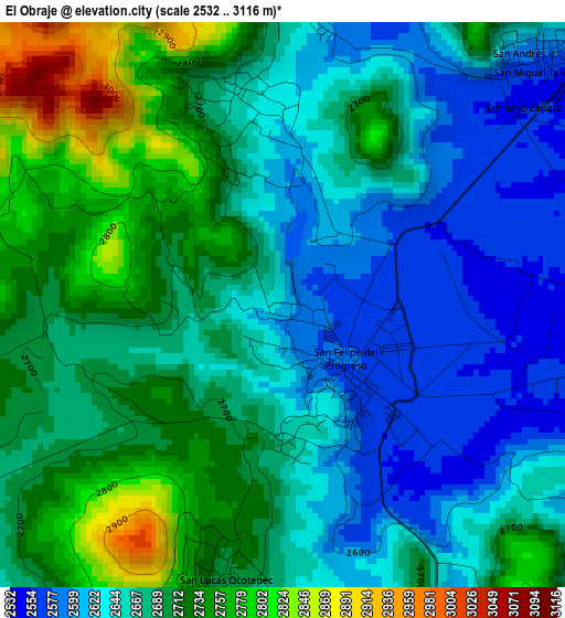 El Obraje elevation map