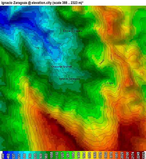 Ignacio Zaragoza elevation map