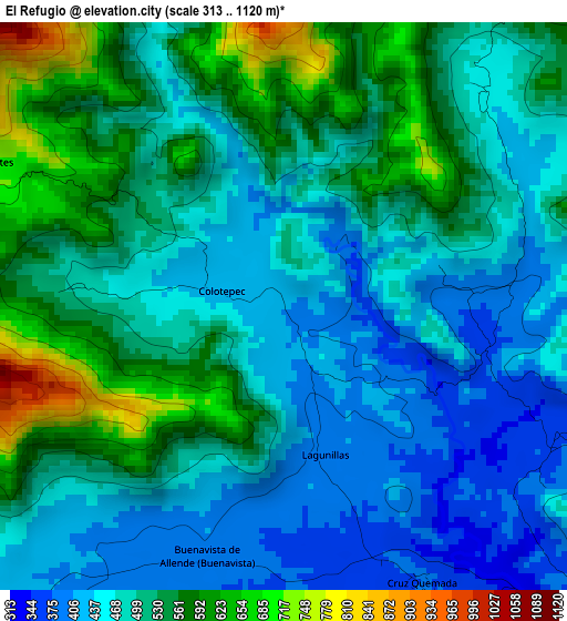 El Refugio elevation map