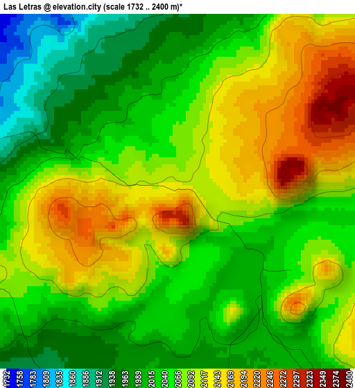 Las Letras elevation map