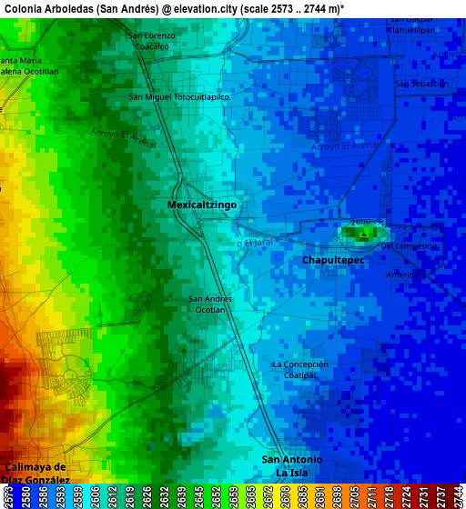 Colonia Arboledas (San Andrés) elevation map