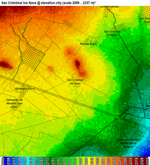 San Cristóbal los Nava elevation map