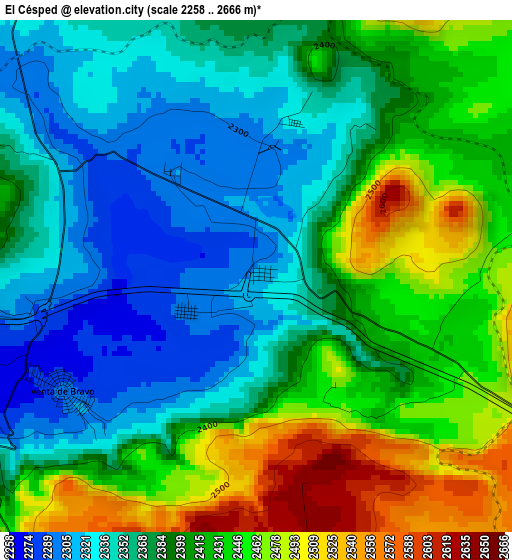 El Césped elevation map