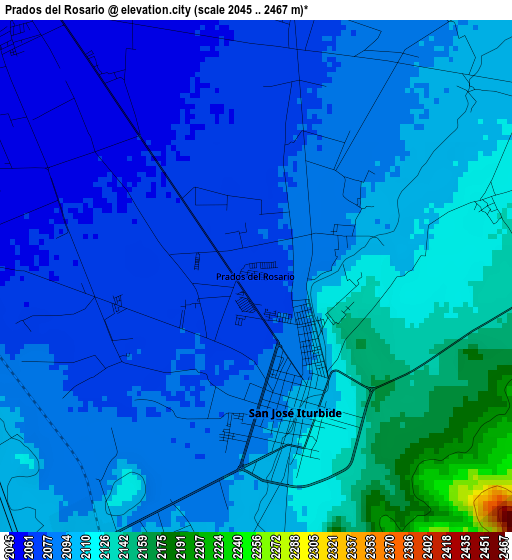 Prados del Rosario elevation map