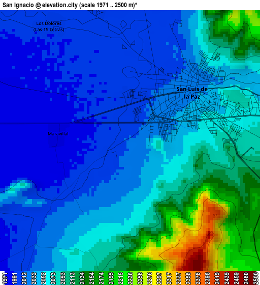 San Ignacio elevation map