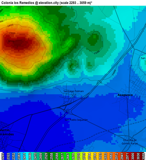 Colonia los Remedios elevation map