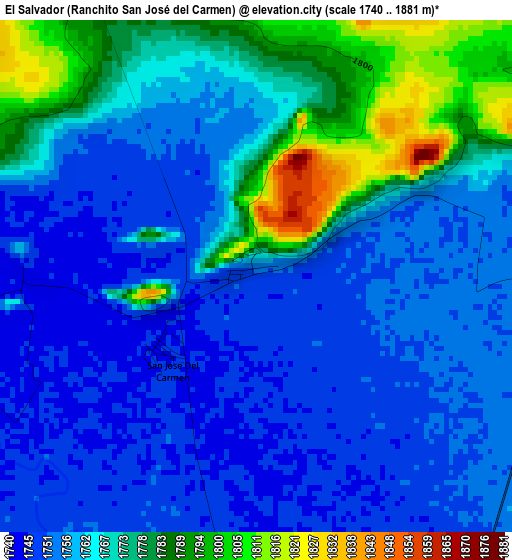 El Salvador (Ranchito San José del Carmen) elevation map