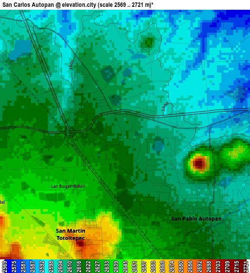 San Carlos Autopan elevation map