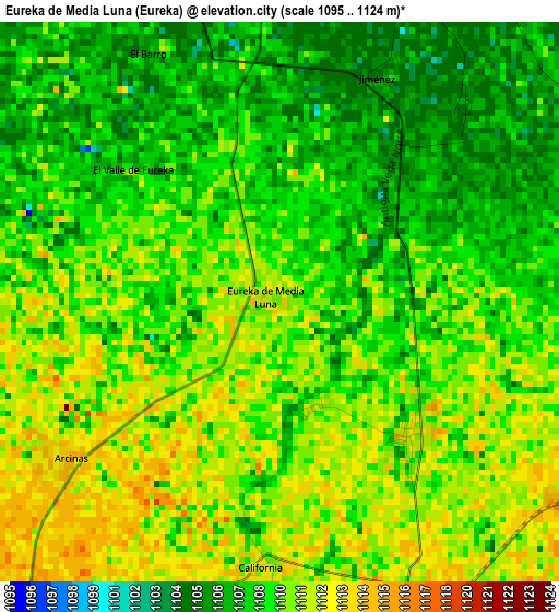 Eureka de Media Luna (Eureka) elevation map