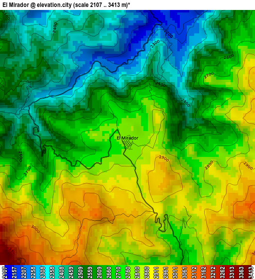 El Mirador elevation map