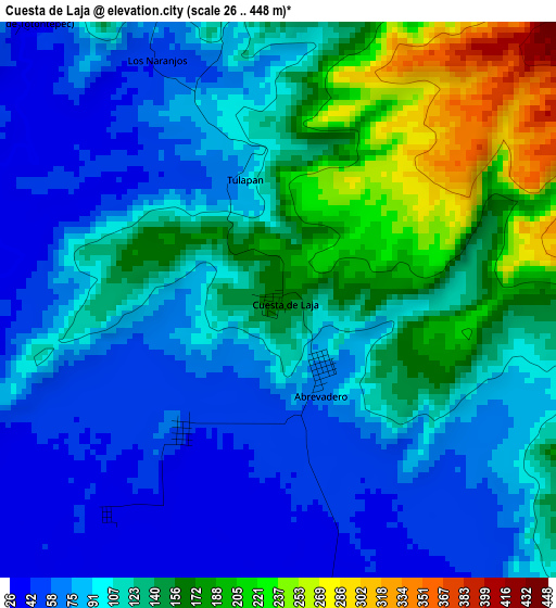 Cuesta de Laja elevation map