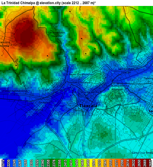 La Trinidad Chimalpa elevation map