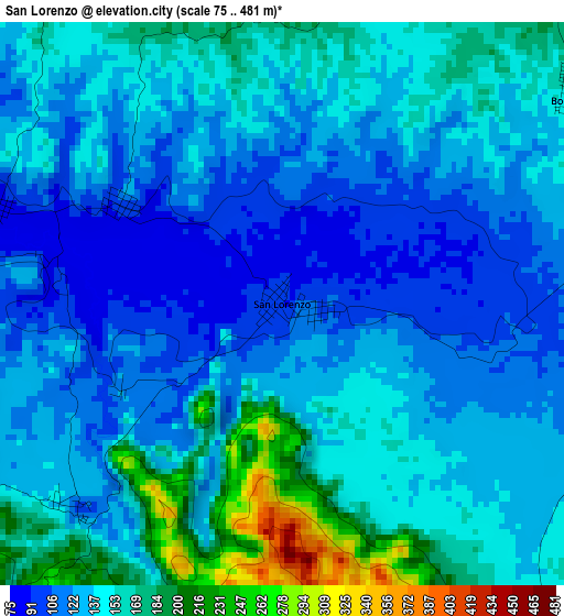 San Lorenzo elevation map