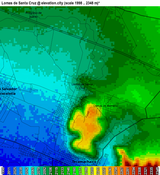 Lomas de Santa Cruz elevation map