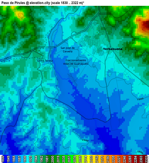 Paso de Pirules elevation map