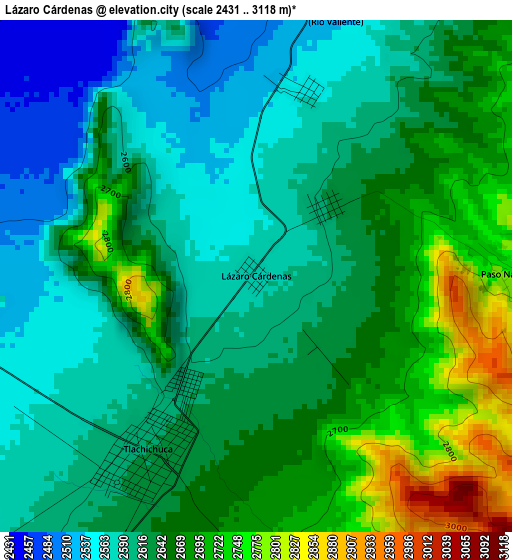 Lázaro Cárdenas elevation map