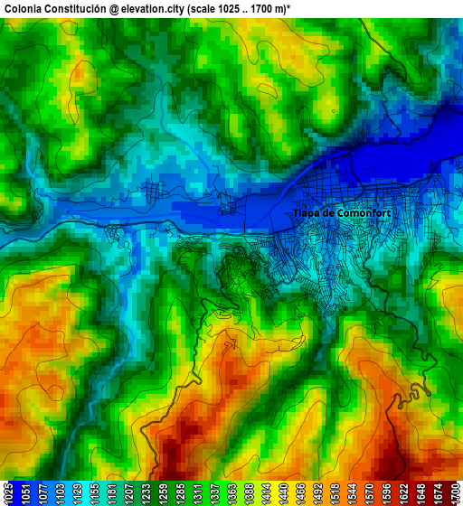 Colonia Constitución elevation map