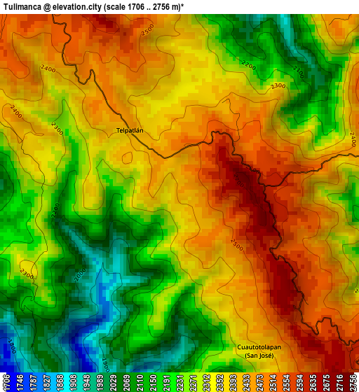 Tulimanca elevation map