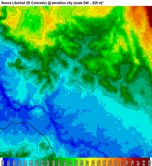 Nueva Libertad (El Colorado) elevation map