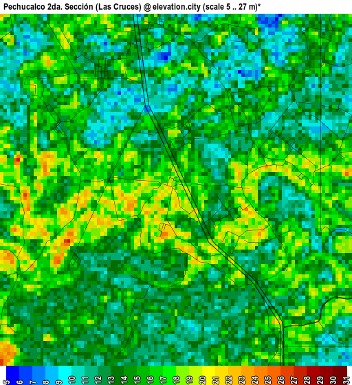 Pechucalco 2da. Sección (Las Cruces) elevation map