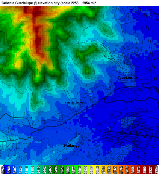 Colonia Guadalupe elevation map