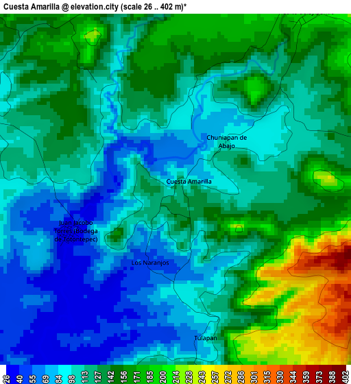 Cuesta Amarilla elevation map