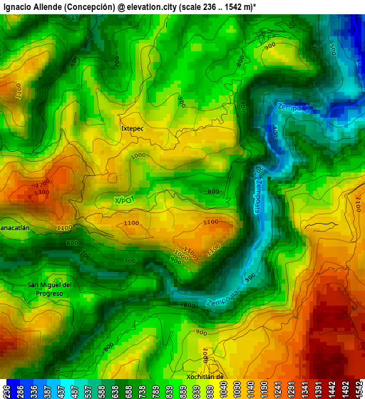 Ignacio Allende (Concepción) elevation map