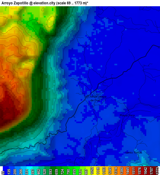 Arroyo Zapotillo elevation map