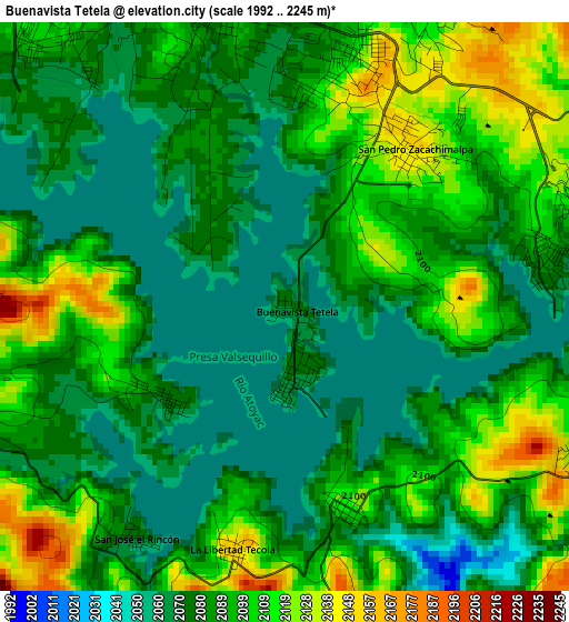 Buenavista Tetela elevation map