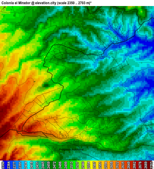 Colonia el Mirador elevation map