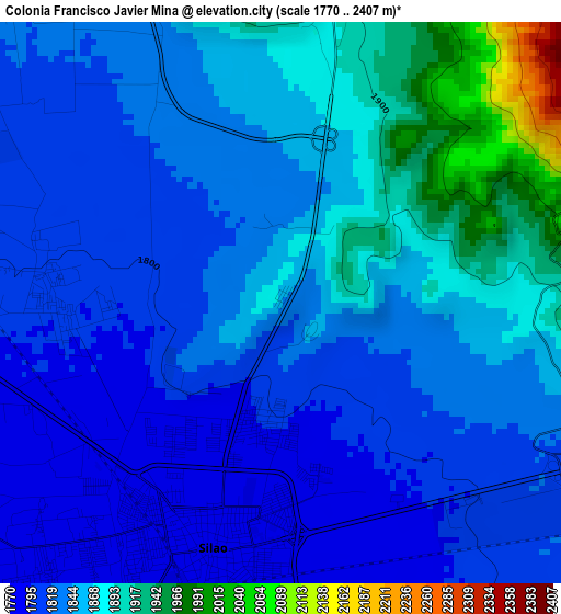 Colonia Francisco Javier Mina elevation map