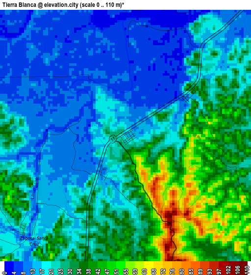 Tierra Blanca elevation map