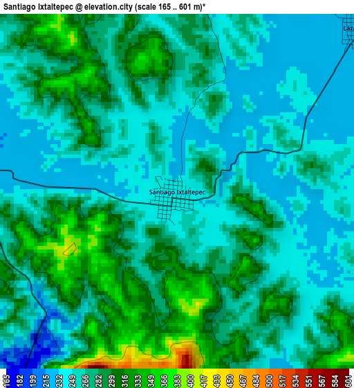 Santiago Ixtaltepec elevation map