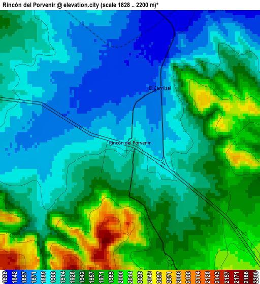 Rincón del Porvenir elevation map