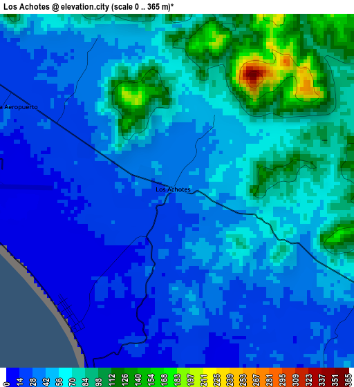 Los Achotes elevation map