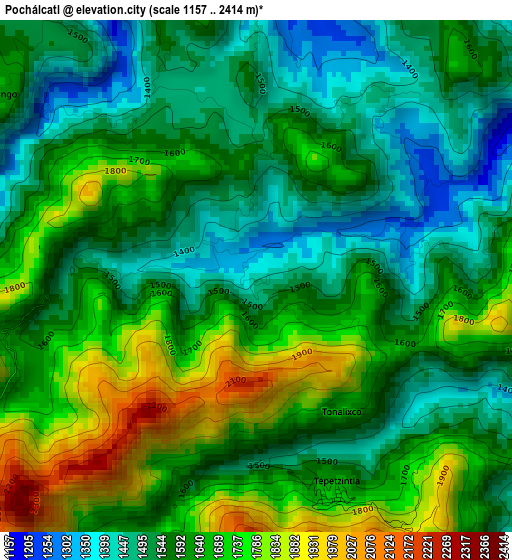 Pochálcatl elevation map