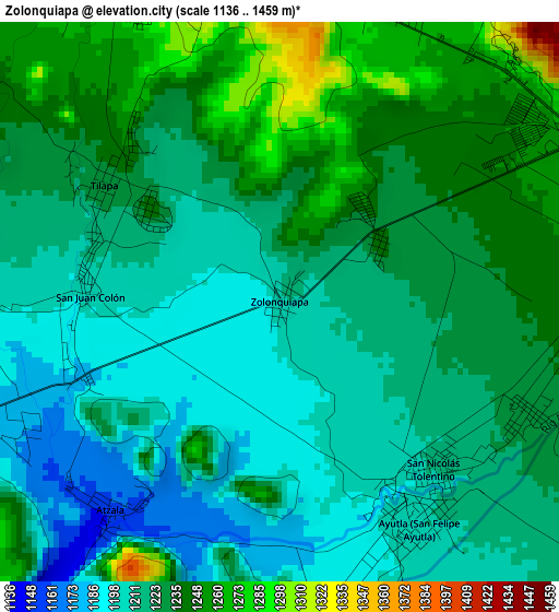 Zolonquiapa elevation map