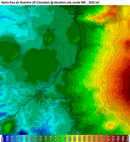 Santa Ana de Guerrero (El Cascabel) elevation map