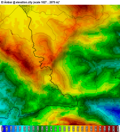 El Ámbar elevation map