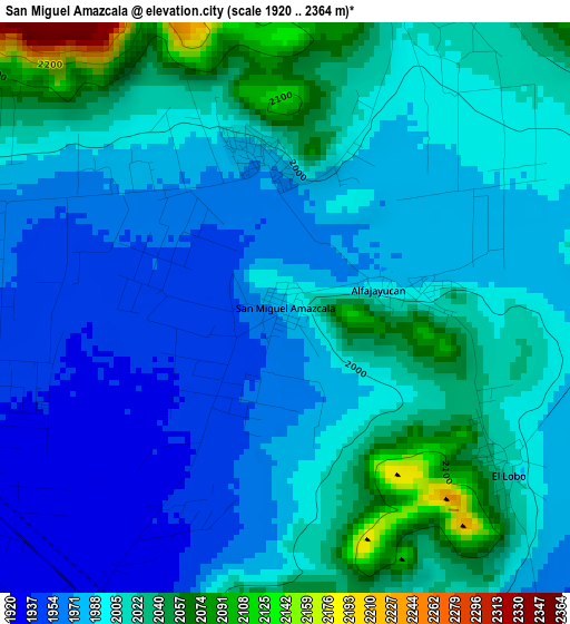 San Miguel Amazcala elevation map