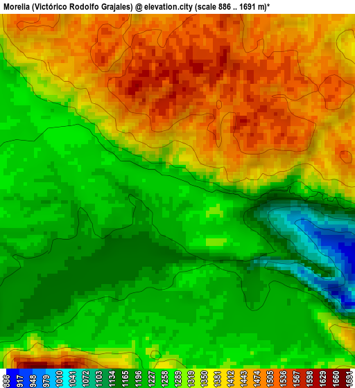 Morelia (Victórico Rodolfo Grajales) elevation map