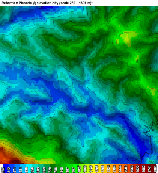 Reforma y Planada elevation map