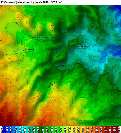 El Carmen elevation map