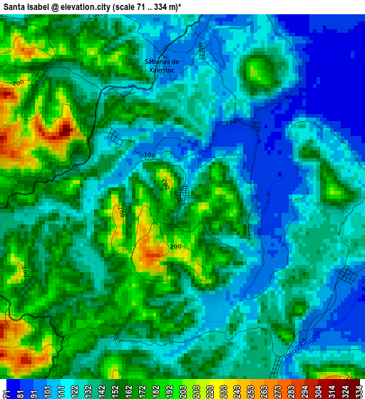 Santa Isabel elevation map