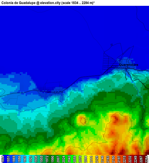 Colonia de Guadalupe elevation map