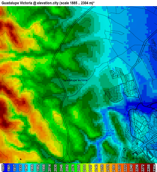 Guadalupe Victoria elevation map
