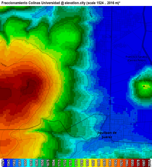 Fraccionamiento Colinas Universidad elevation map