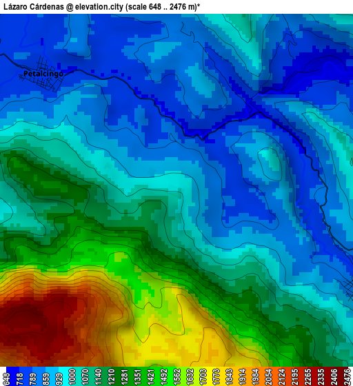 Lázaro Cárdenas elevation map