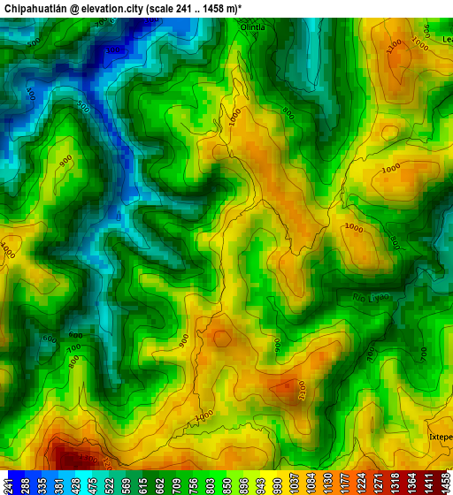 Chipahuatlán elevation map