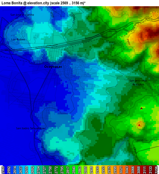 Loma Bonita elevation map